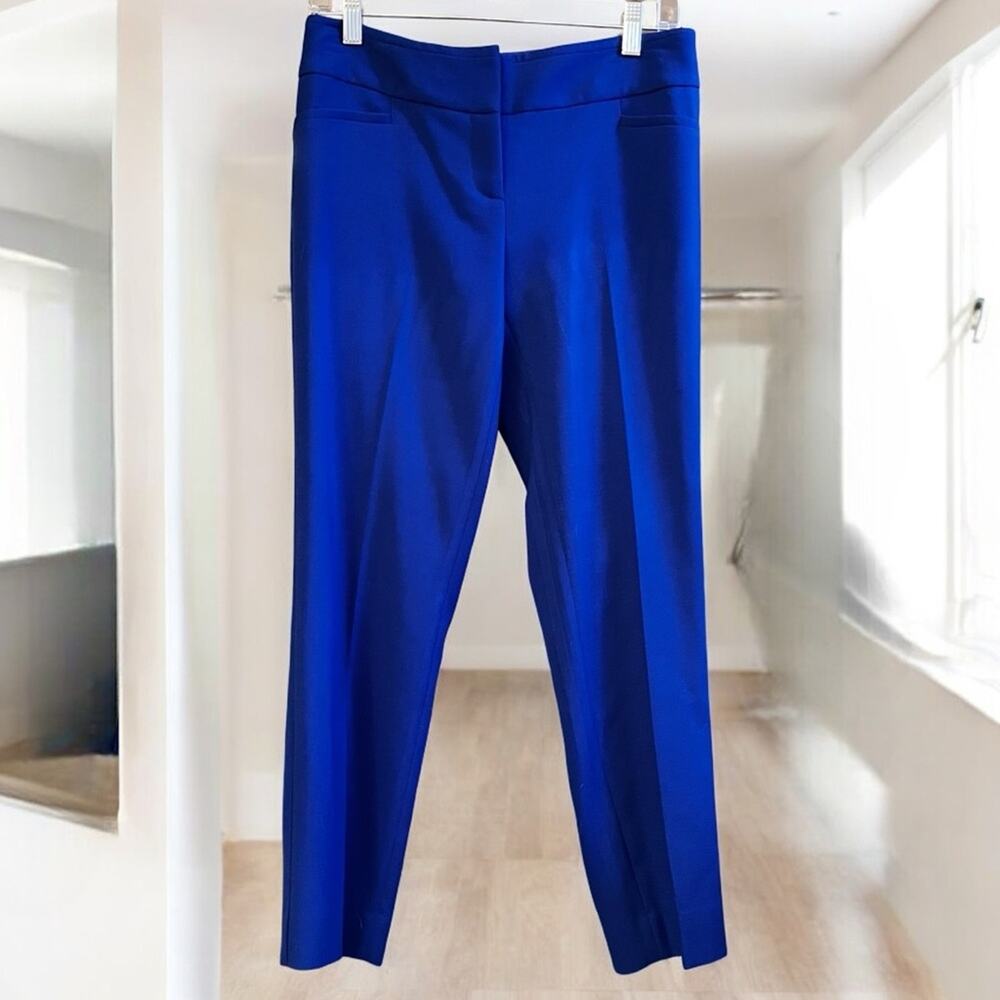 NEW J. Crew Royal Blue Wool Flat Front Straight Leg Ankle Length Trousers 4 NWOT